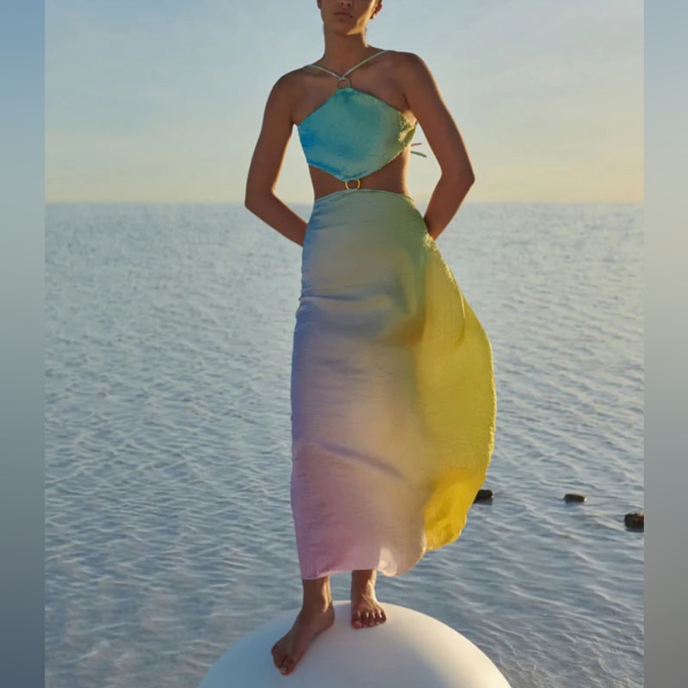 Baobab Kira Maxi Dress Halo Multicolor Backless Colorful Small